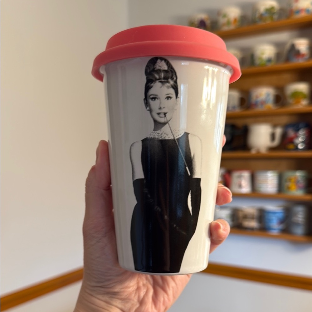 Audrey Hepburn Ceramic Mug with Silicone Top